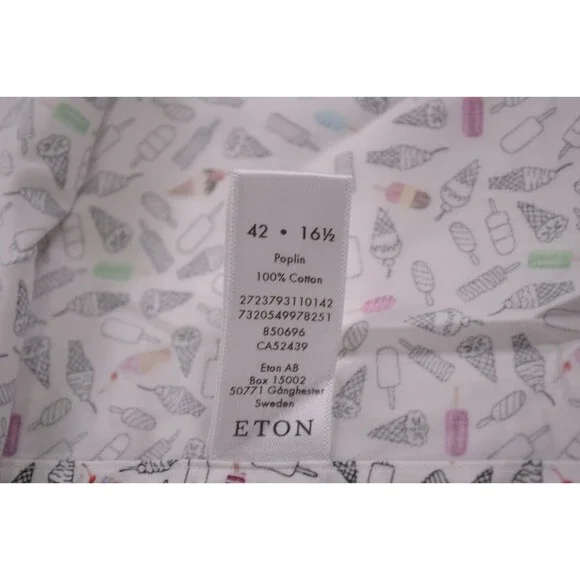 Eton NWT Dress / Sport Shirt Size 16.5 42 L Contemporary Multicolor Ice Cream